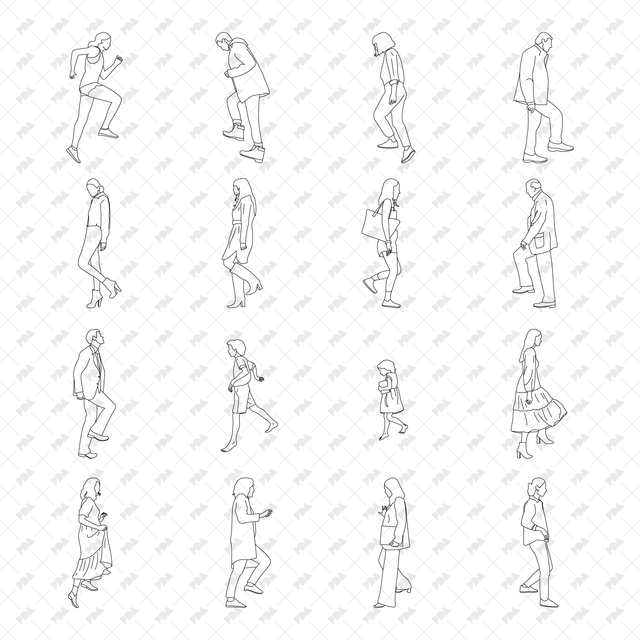 CAD, Vector, PNG Characters Climbing Stairs in Side View - Post Digital Architecture — Free and Affordable Resources for Architects