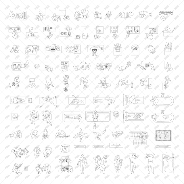 CAD, Vector Home Life Characters in Plan View Multi-Pack (Top view) - Post Digital Architecture — Free and Affordable Resources for Architects