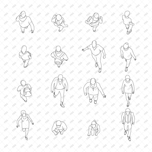 CAD, Vector, PNG Characters Climbing Stairs in Top View - Post Digital Architecture — Free and Affordable Resources for Architects