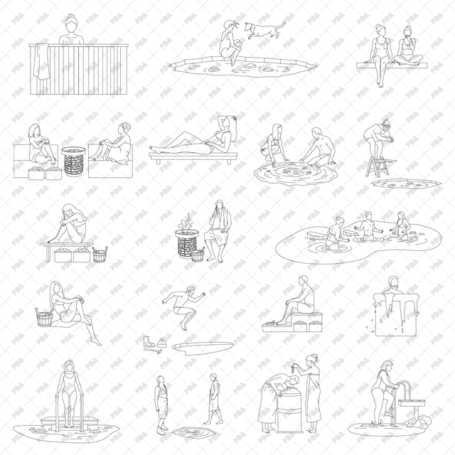 CAD, Vector, PNG Sauna, Wellness and Cold Weather Activities in Front and Side Views - Post Digital Architecture — Free and Affordable Resources for Architects
