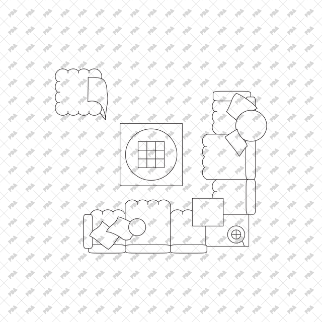 CAD, Vector, PNG Living Rooms in Top View - Post Digital Architecture — Free and Affordable Resources for Architects
