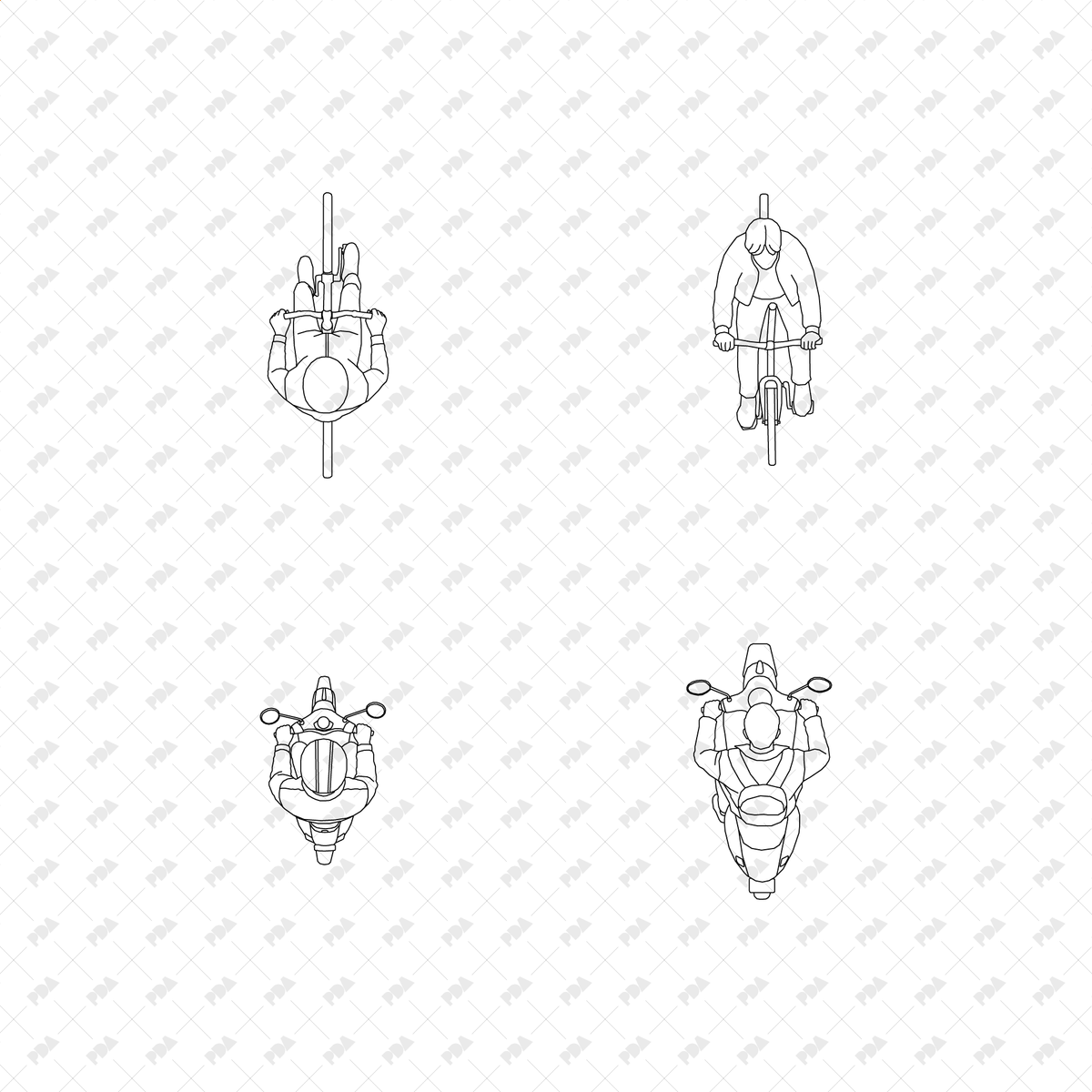 CAD, Vector, PNG Vehicles and Riders in Top View