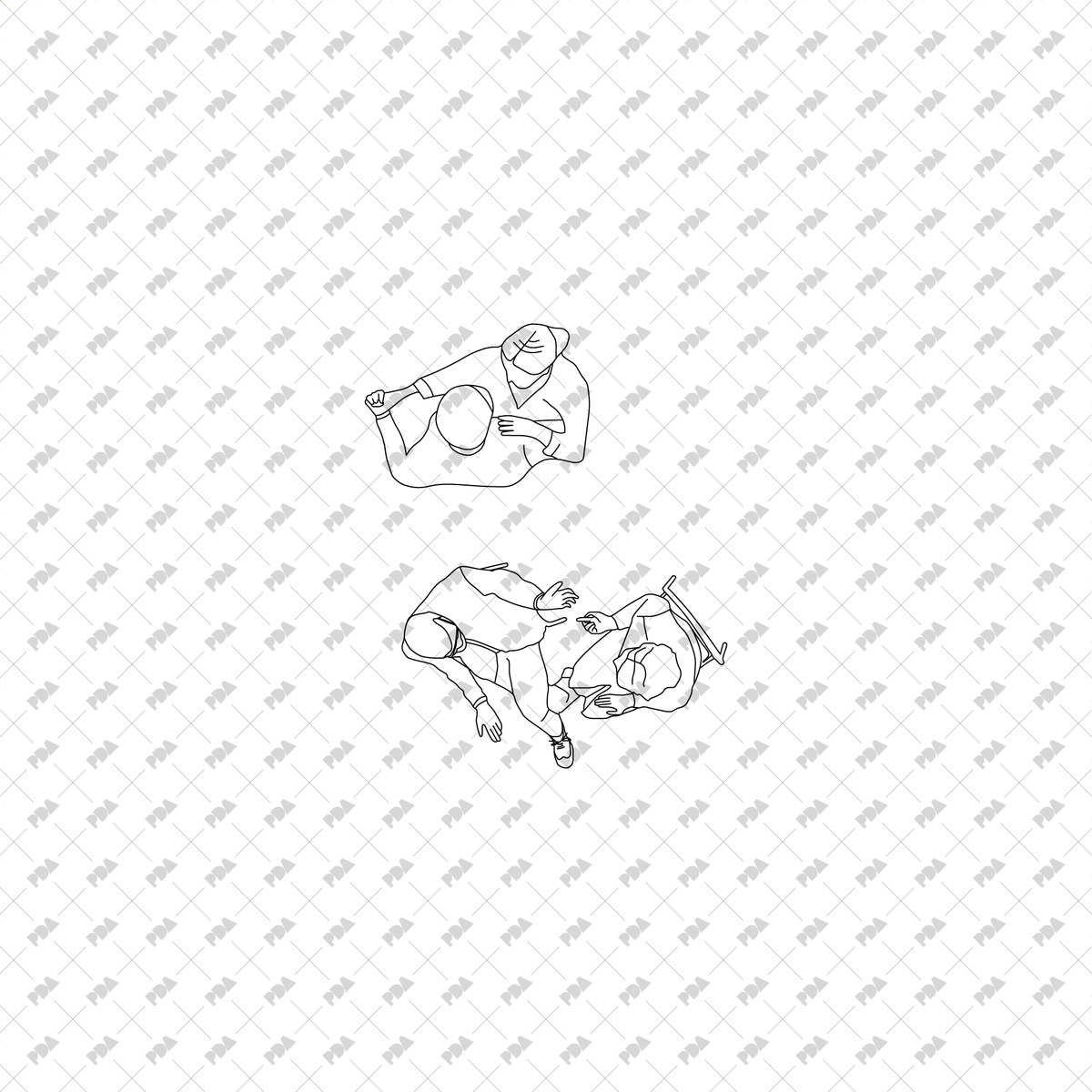 CAD, Vector Home Life Characters in Plan View Multi-Pack (Top view)