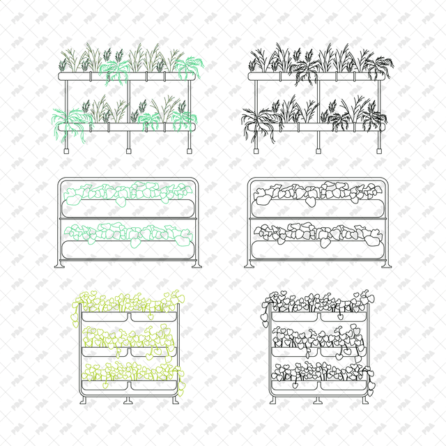 CAD, Vector, PNG Hydroponic Plants in Color and B/W - Post Digital Architecture — Free and Affordable Resources for Architects