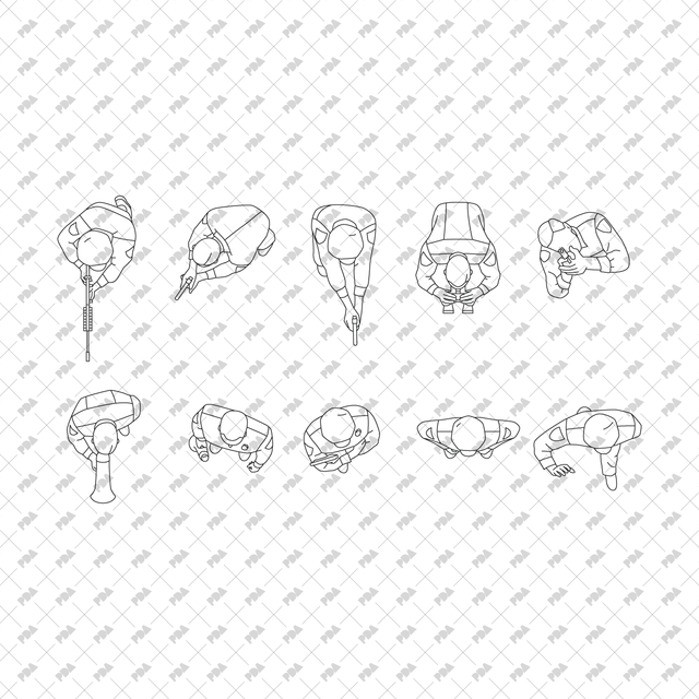 File Top View CAD, Vector People in Top View