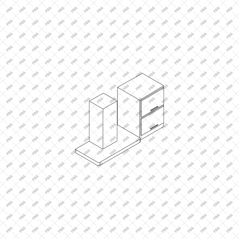 CAD, Vector Isometric Kitchen Furniture Set