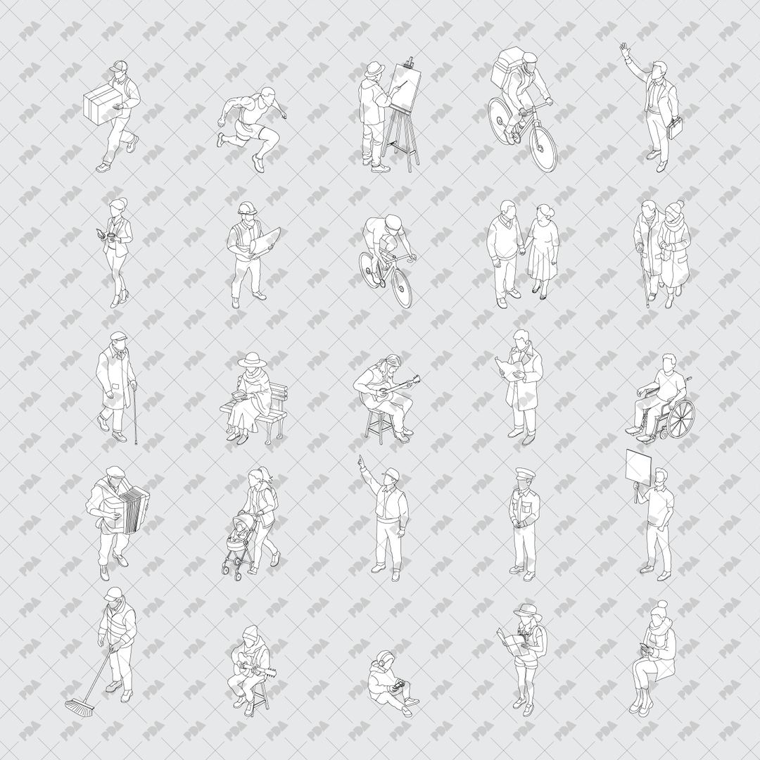 CAD, Vector, PNG Isometric Urban People – Post Digital Architecture