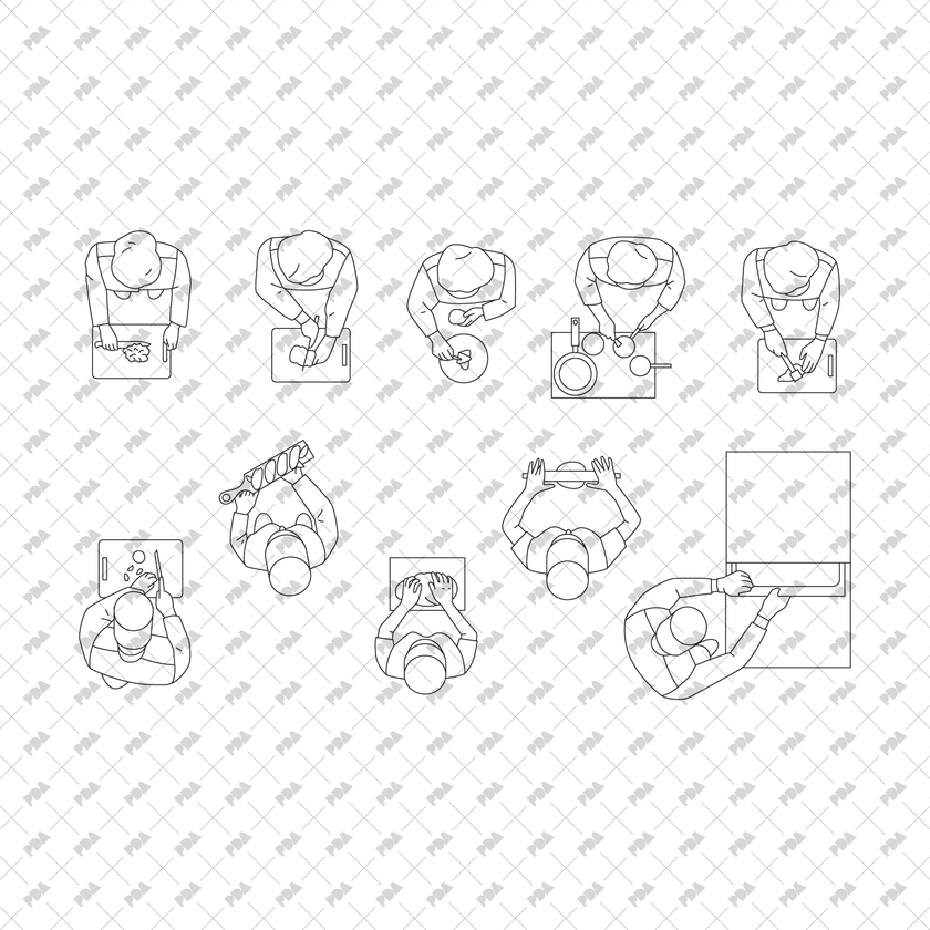 File Top View CAD, Vector People in Top View