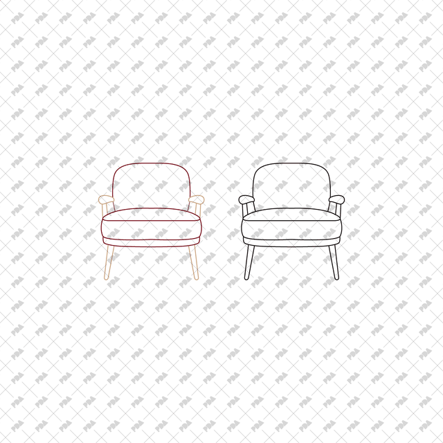 CAD, Vector, PNG Armchairs in Color and B/W (Front view) - Post Digital Architecture — Free and Affordable Resources for Architects