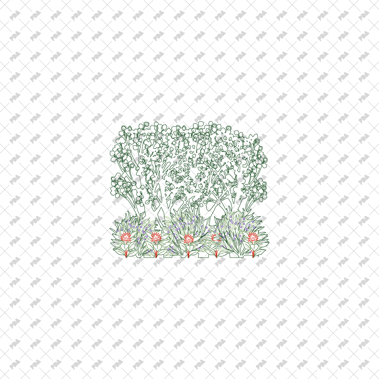Grooves Vector Icon CAD, Vector Groves of Trees in Color and B/W
