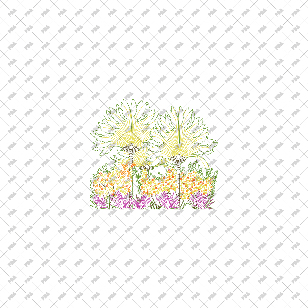 CAD, Vector Groves of Trees in Color and B/W