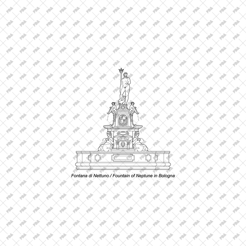 CAD Vector Line-Art Fountains for Architecture