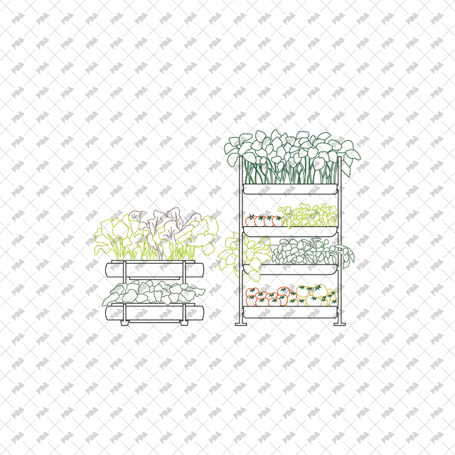 CAD, Vector, PNG Hydroponic Plants in Color and B/W - Post Digital Architecture — Free and Affordable Resources for Architects