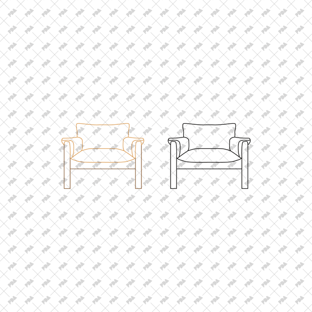 CAD, Vector, PNG Armchairs in Color and B/W (Front view) - Post Digital Architecture — Free and Affordable Resources for Architects