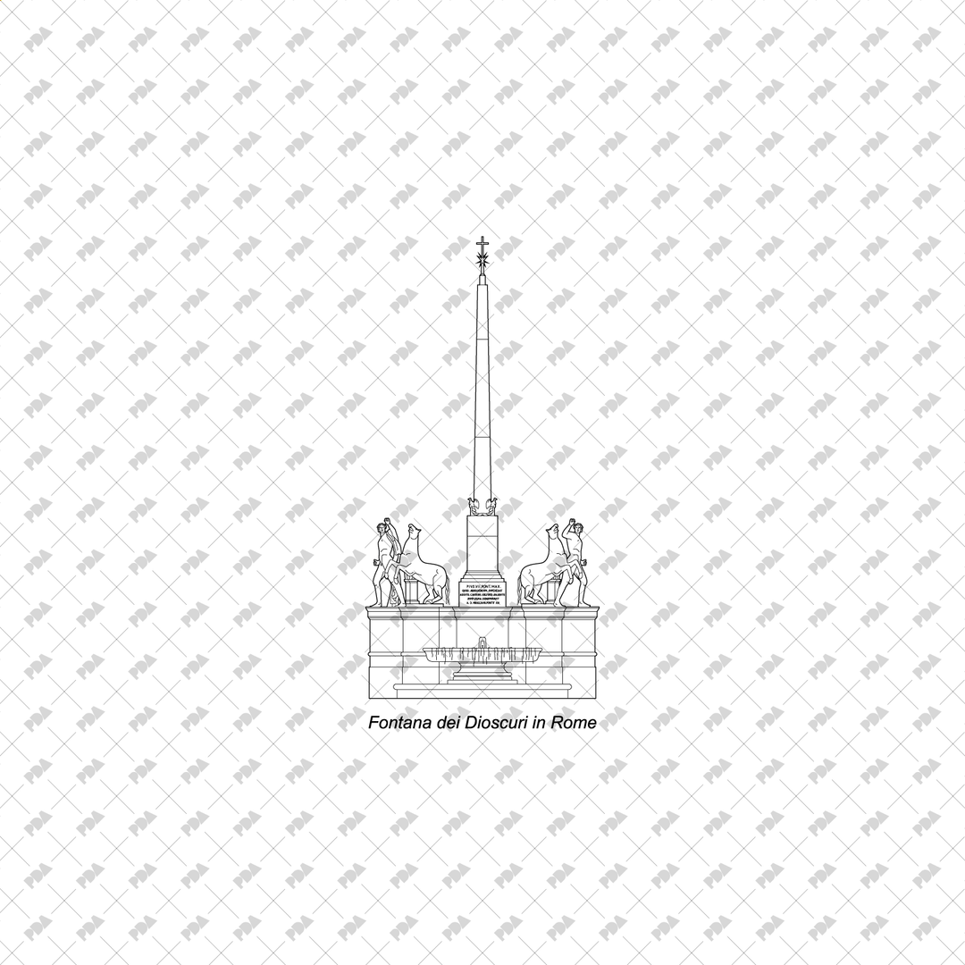 CAD Vector Line-Art Fountains for Architecture