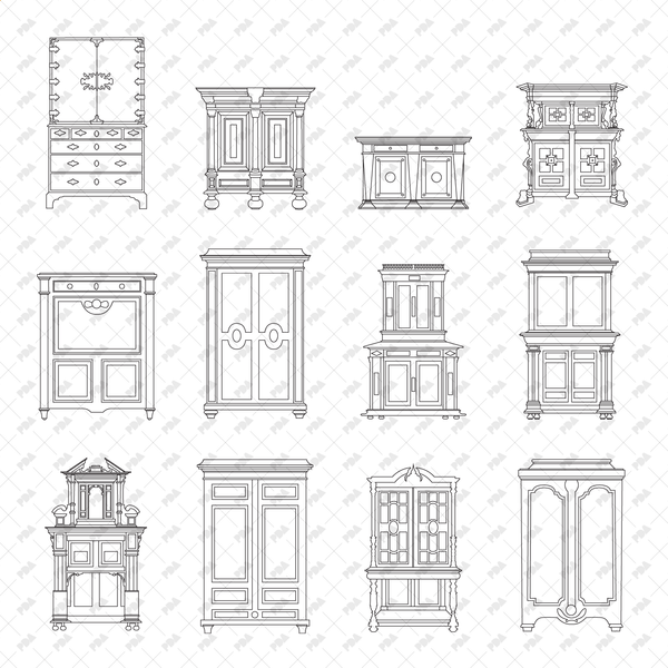 CAD, Vector, PNG Closets and Drawers