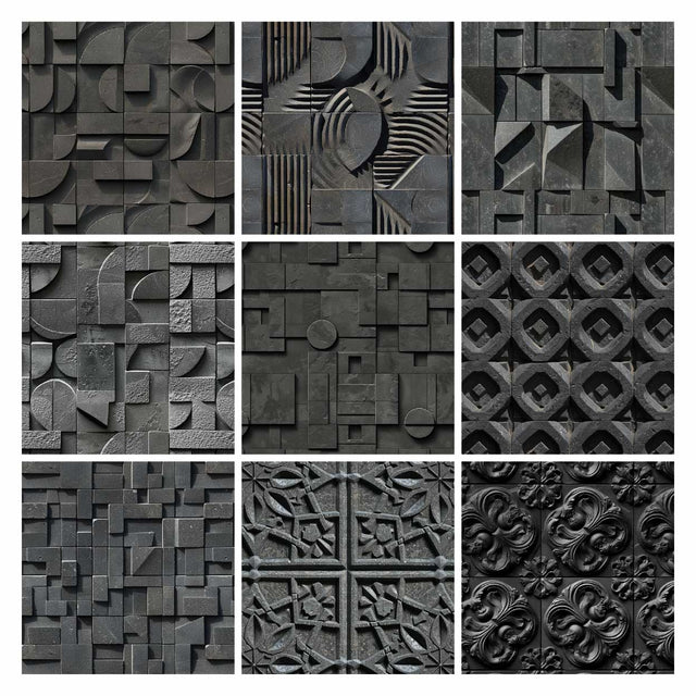Tile Texture One Block Pattern Library - Seamless Basalt Tiles Textures