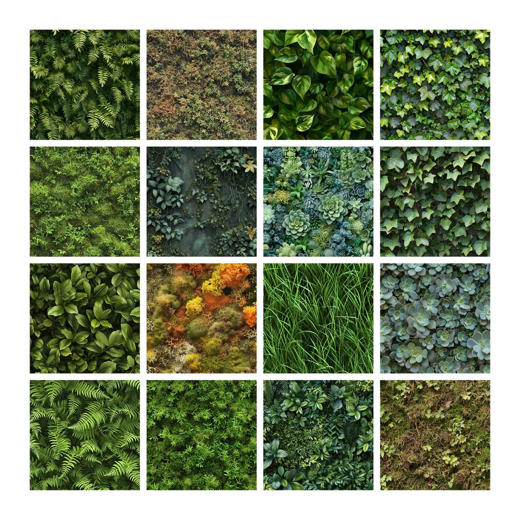 Pattern Library - Seamless Green Plant Wall Textures