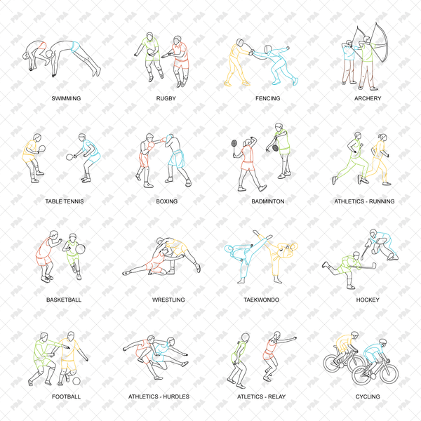 CAD, Vector Olympic Characters in Color and B/W