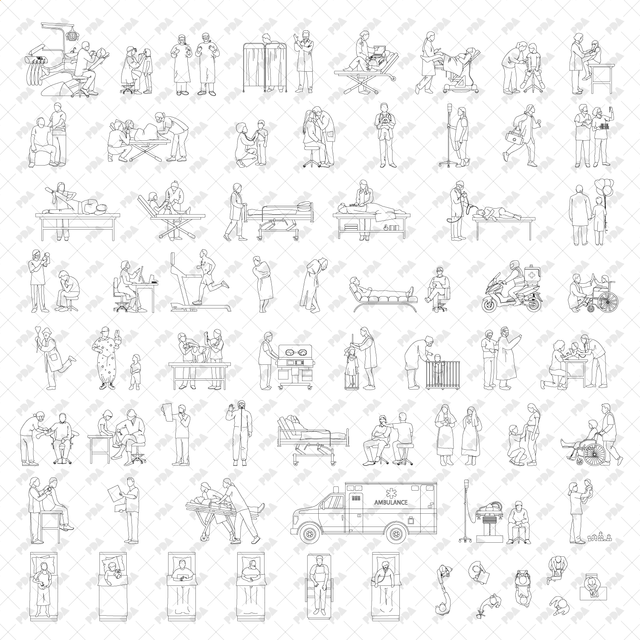 CAD, Vector Hospital Multi-Pack (Side, Font, Top View) - Post Digital Architecture — Free and Affordable Resources for Architects