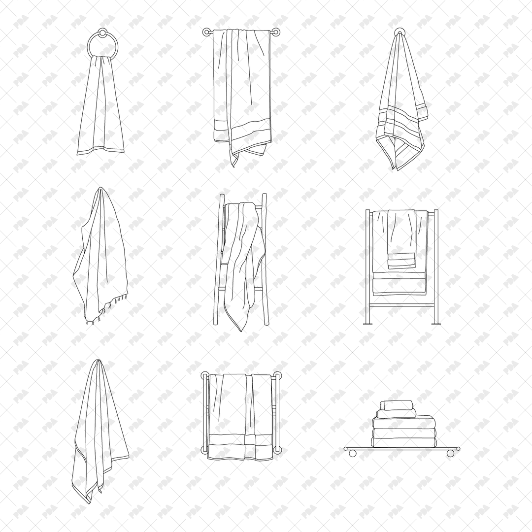 CAD Vector Towels for Architectural Drawings