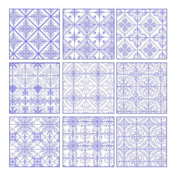 Illustrator Pattern Library - Vector Azulejo Tiles Seamless Textures