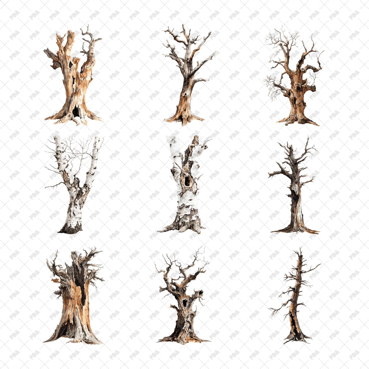 PNG Watercolor Dead Trees for Architectural Drawings