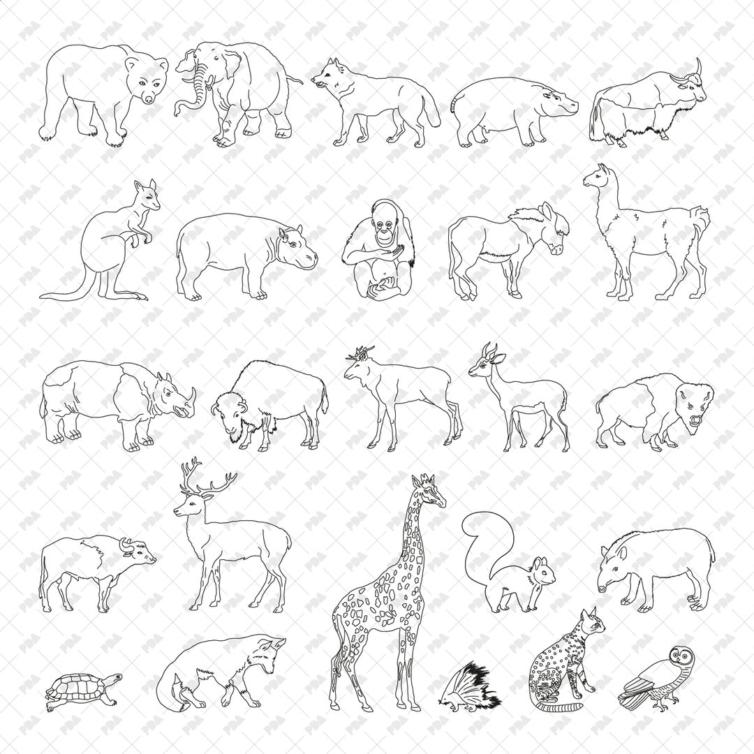 Animal Cad Pattern CAD, Vector, PNG Animal Illustrations for Architecture