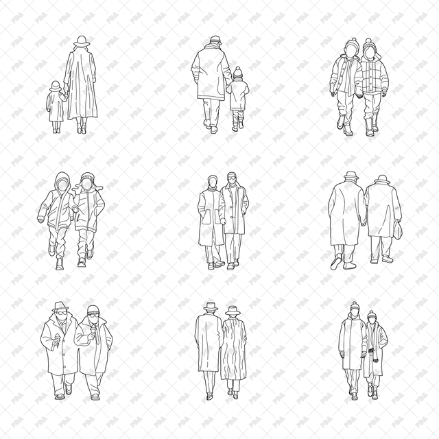 CAD, Vector Winter Couples Set - Post Digital Architecture — Free and Affordable Resources for Architects