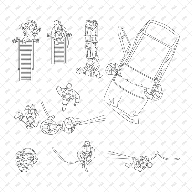 CAD, Vector Firefighters and Rescuers in Top View - Post Digital Architecture — Free and Affordable Resources for Architects