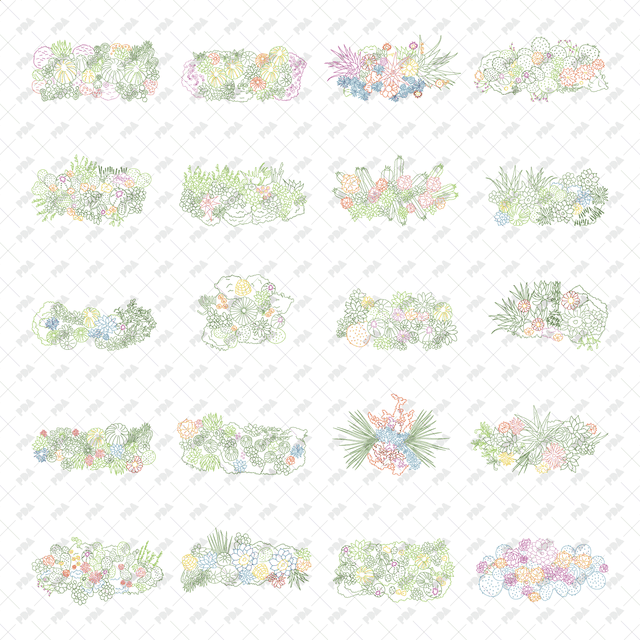 CAD, Vector, PNG Succulent and Cactus Landscapes in Top View in Color and B/W - Post Digital Architecture — Free and Affordable Resources for Architects