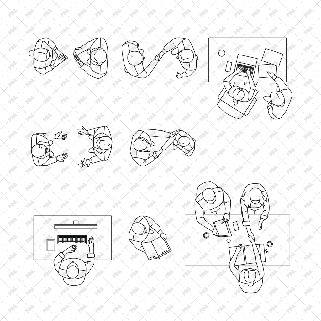 CAD, Vector Businessmen at the Office in Top View