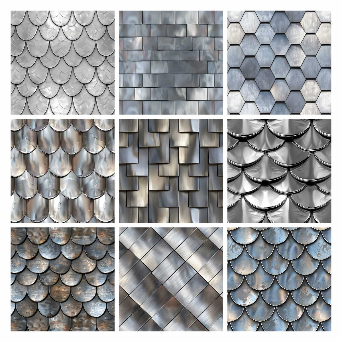 Random Shingle Pattern Photoshop, Illustrator Pattern Library - Metal Shingles