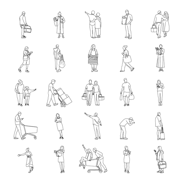 CAD, Vector Characters in Supermarket Set - Post Digital Architecture — Free and Affordable Resources for Architects