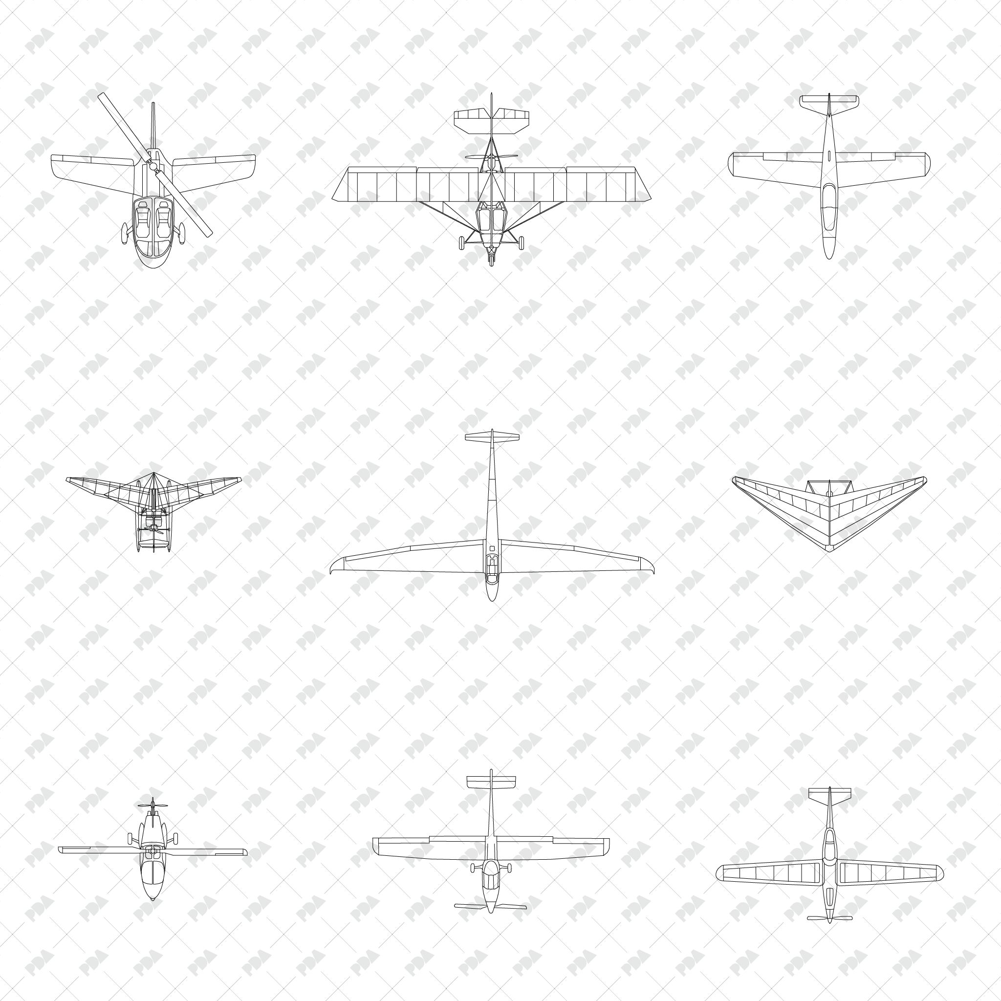 CAD, Vector, and PNG Personal Aviation Devices, Top View