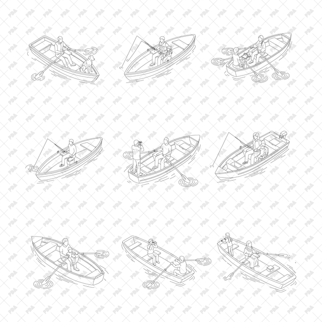 CAD, Vector, PNG Characters Boating in Isometric View - Post Digital Architecture — Free and Affordable Resources for Architects