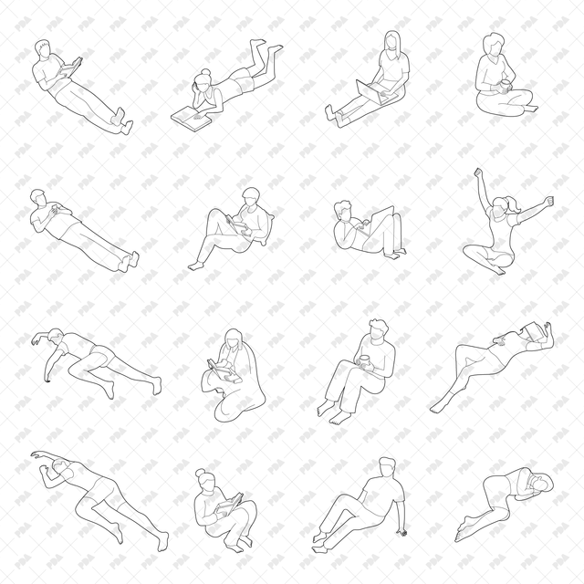 CAD, Vector, PNG Isometric Laid Back Resting Characters - Post Digital Architecture — Free and Affordable Resources for Architects