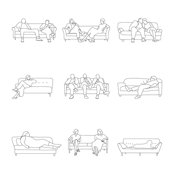 Vector Characters on Sofa Set