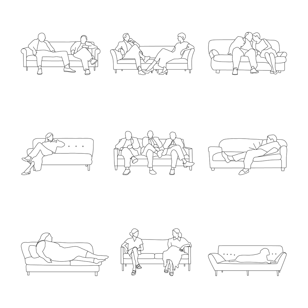 Vector Characters sitting on Sofa Set