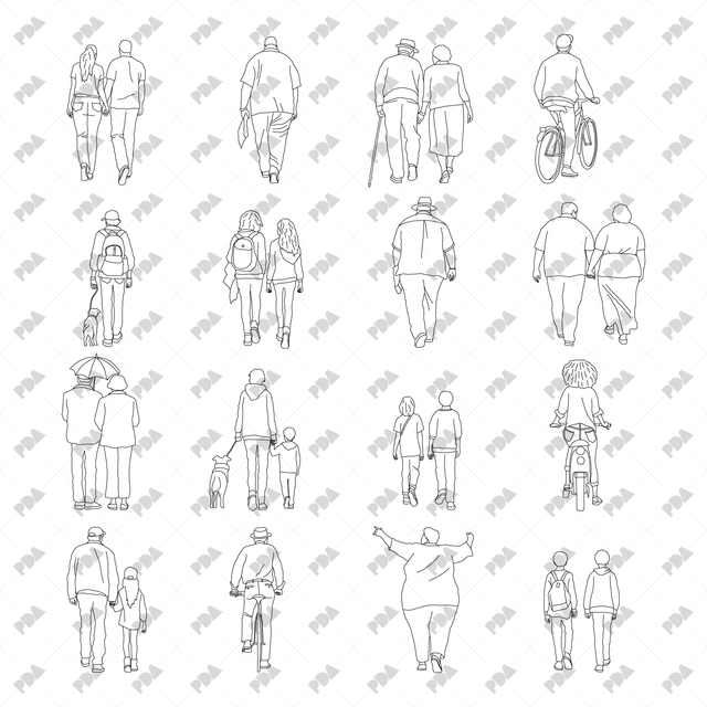 CAD, Vector People in Back View