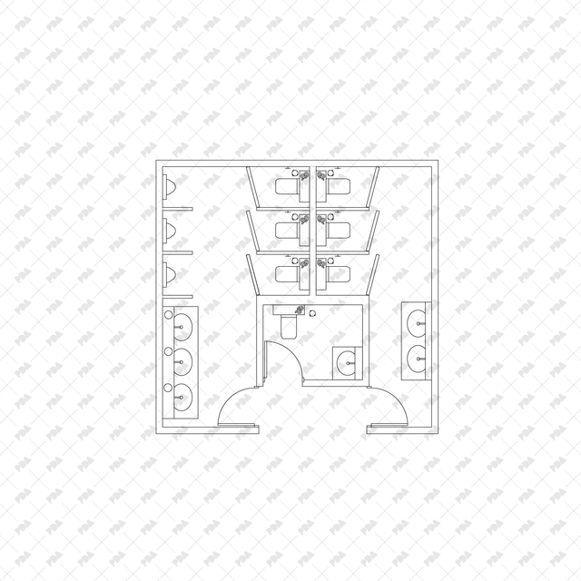 CAD, Vector, PNG Public Toilet Layouts in Top View - Post Digital Architecture — Free and Affordable Resources for Architects