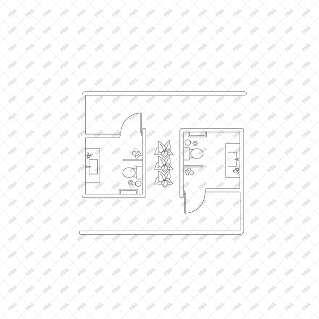 CAD, Vector, PNG Public Toilet Layouts in Top View - Post Digital Architecture — Free and Affordable Resources for Architects