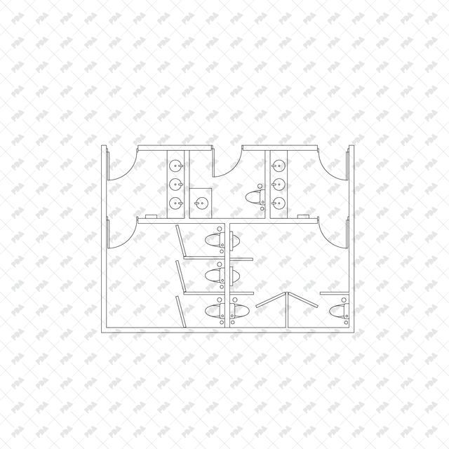 CAD, Vector, PNG Public Toilet Layouts in Top View - Post Digital Architecture — Free and Affordable Resources for Architects