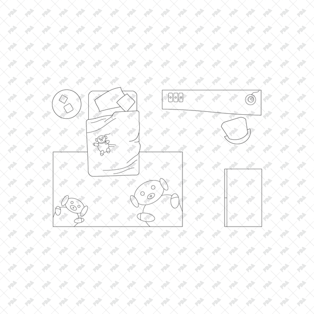 CAD, Vector, PNG Kids' Bedroom Layouts in Top View - Post Digital Architecture — Free and Affordable Resources for Architects