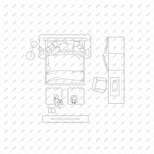CAD, Vector, PNG Kids' Bedroom Layouts in Top View - Post Digital Architecture — Free and Affordable Resources for Architects