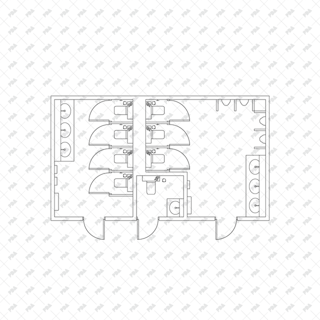 CAD, Vector, PNG Public Toilet Layouts in Top View - Post Digital Architecture — Free and Affordable Resources for Architects