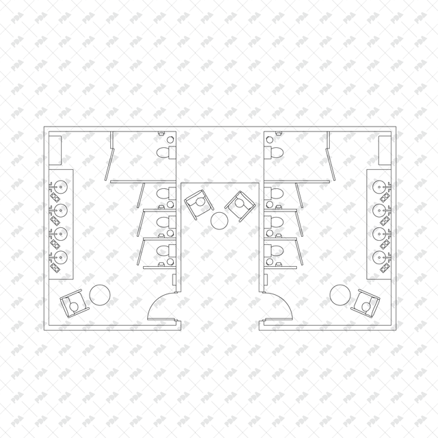 CAD, Vector, PNG Public Toilet Layouts in Top View - Post Digital Architecture — Free and Affordable Resources for Architects