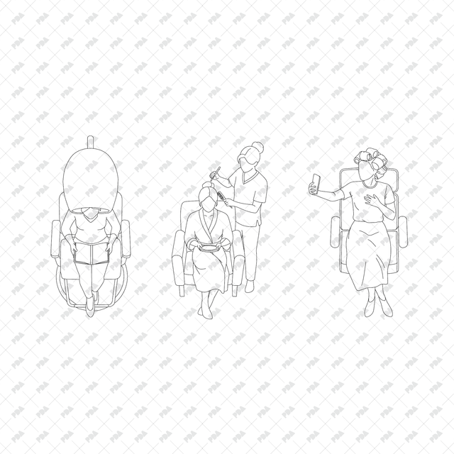 CAD, Vector, PNG Characters at Beauty Salon in Top View - Post Digital Architecture — Free and Affordable Resources for Architects