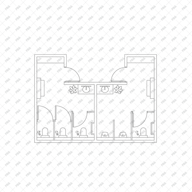 CAD, Vector, PNG Public Toilet Layouts in Top View - Post Digital Architecture — Free and Affordable Resources for Architects