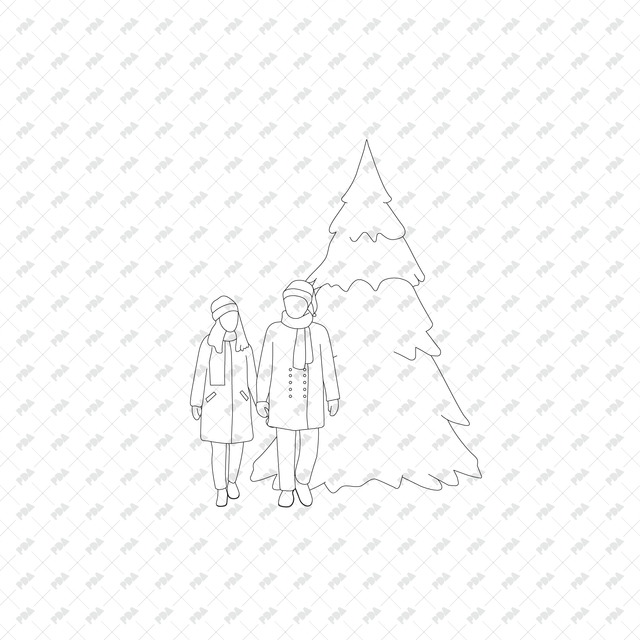 CAD, Vector, and PNG People in Winter and Christmas Activities, Front and Side Views - Post Digital Architecture — Free and Affordable Resources for Architects